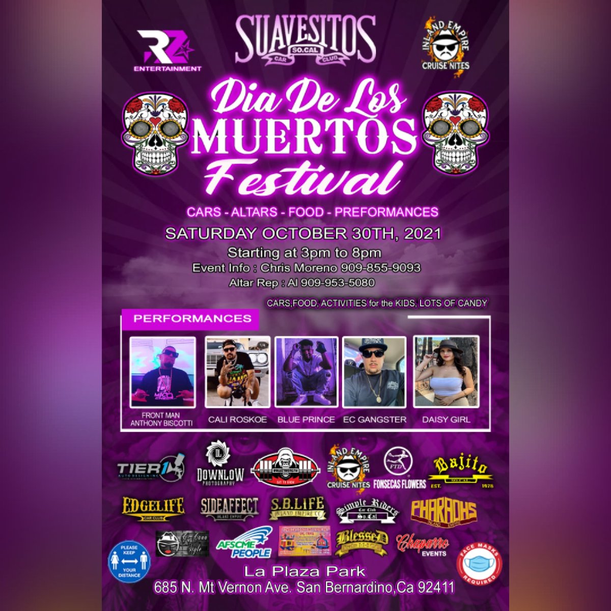 GeoRuiz34's tweet photo. DIA DE LOS MUERTOS FESTIVAL 
This Saturday Oct 30th.. from 3pm till 8pm
Honoring All Our loves one that we have lost. This event is dedicated to the community, we will have special performances, dancers and vendors. For more info contact numbers on the flyer! FREE TO THE PUBLIC! https://t.co/0CgD4BHJgr