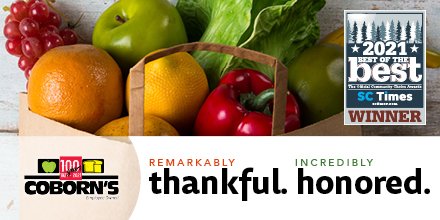 Coborns's tweet photo. THANKS TO YOU, OUR GUESTS, for voting for Coborn’s as the Best Grocery Store in Central Minnesota! We are humbled to be recognized with this honor.
#RemarkablyFresh #IncrediblyFriendly #Coborns https://t.co/Y8zNXSRsyV