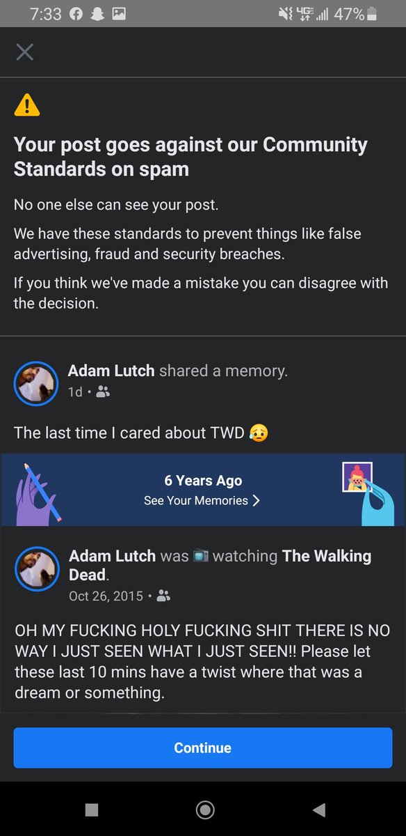 IndianJesusOff's tweet image. BRUH FCK YOU FACEBOOK.

I shared a post that YOU showed me from 6 years ago that is already posted on the site.

How does this make ANY sense?!?
#censorship #censored #selfcensor