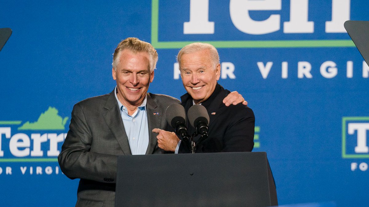 JoeBiden's tweet image. Virginia, show up.
Show up like you did for Barack and me.
Show up like you did for me and Kamala.

And show up for a proven leader like @TerryMcAuliffe. Vote.