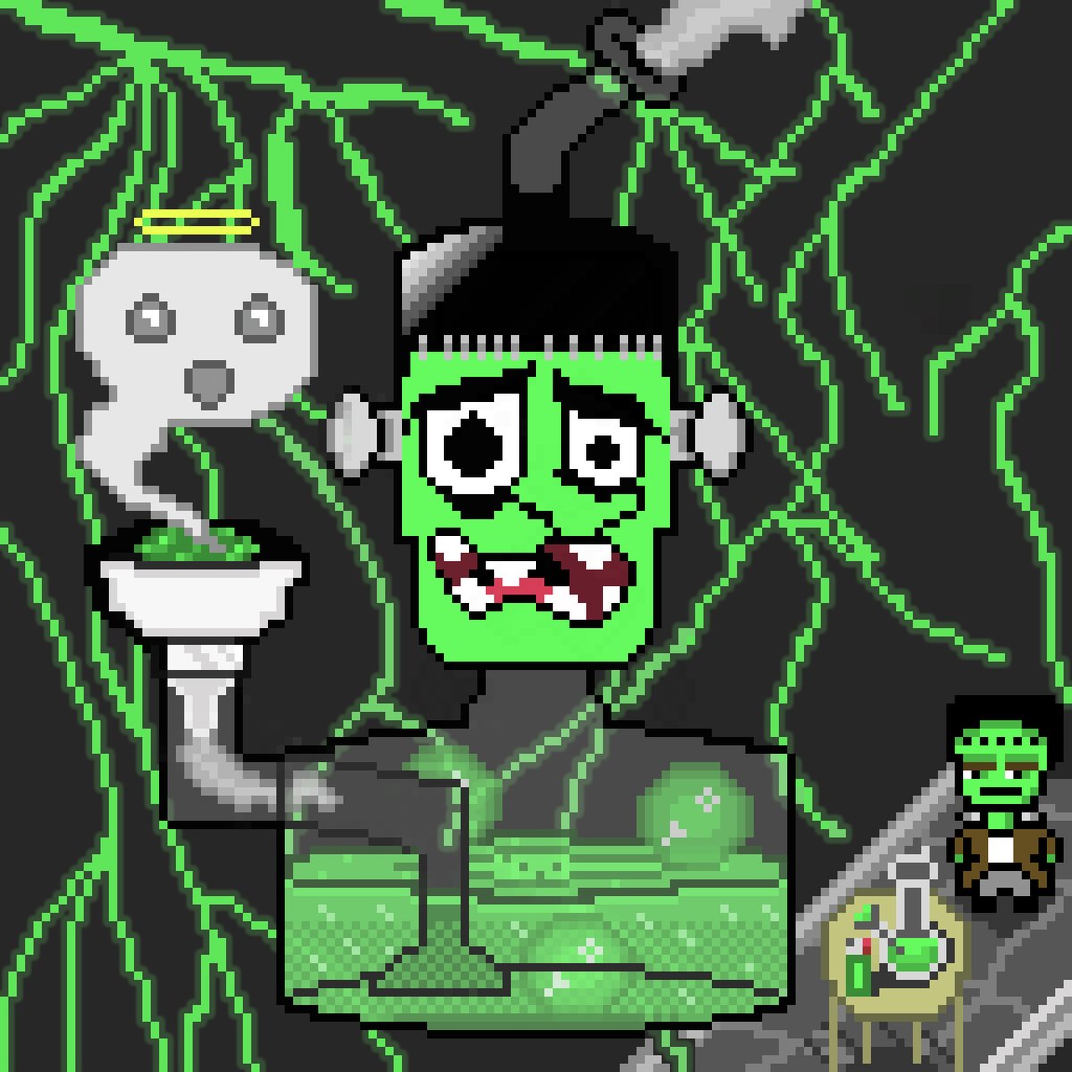 PixelBong's tweet photo. Giveaway Time! 🎉

We Teamed Up With @hemperco To Giveaway An 
IRL Dankenstein Halloween Box Alongside Our 
1/1 PixelBong x Dankenstein NFT! 👻🎃

Winners TBD 10/31

How To Enter:
1. Follow @PixelBong 
2. Follow @hemperco 
3. Like &amp; Retweet This Post &amp; Tag 3 #NFTokers

Good Luck! https://t.co/zO8MfF6mNu