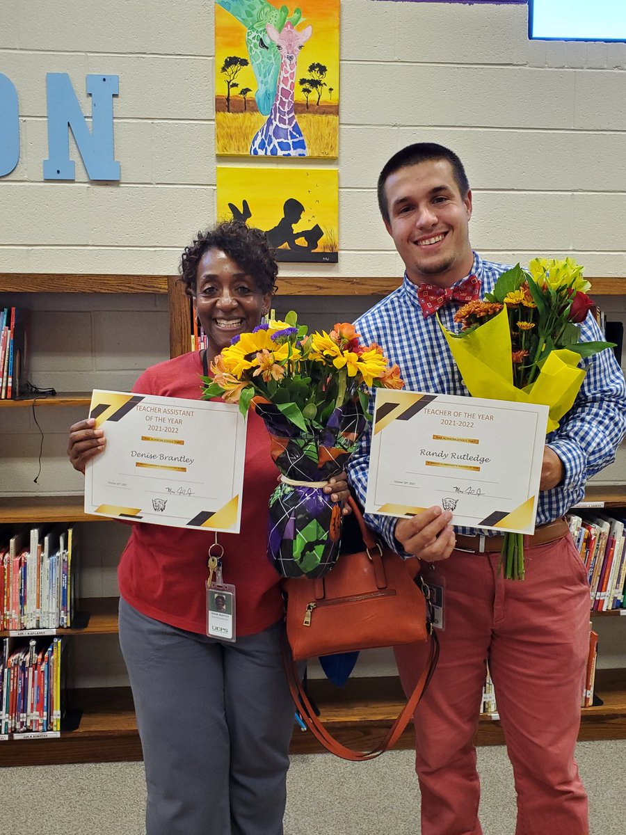 WingateESNC's tweet photo. Congratulations to Wingate Elementary's Teacher of the Year 2021-22, Randy Rutledge & TA of the Year, Denise Brantley! #wingatestrong #learners2leaders #clearcollaborativevision @AGHoulihan @UCPSNC @Renee_McKinnon1 @educatingall @APShanda @RJ_4th_Grade https://t.co/x1Kx3WeoVK