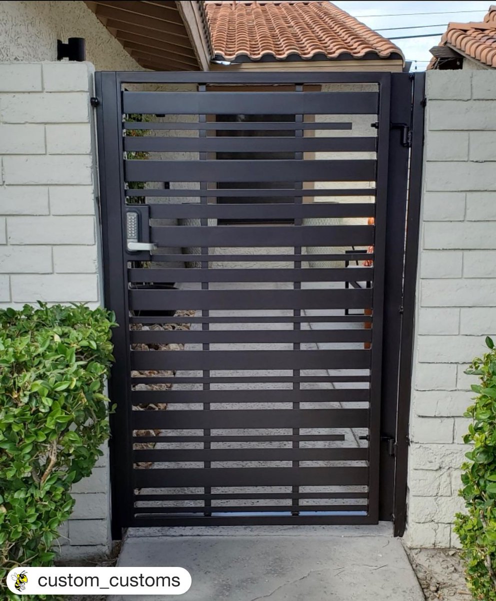 LockeyUSA's tweet photo. We can't help but 🍂 FALL 🍂 in love with Custom Customs, Inc! Here are just a few of the projects they've posted this month that use our 2835 Mechanical Keyless Lever Lock! #customcustomsinc #customgates #securitygates #gatedesign #lockeyusa #keylesslocks https://t.co/8l4pWB5dBB