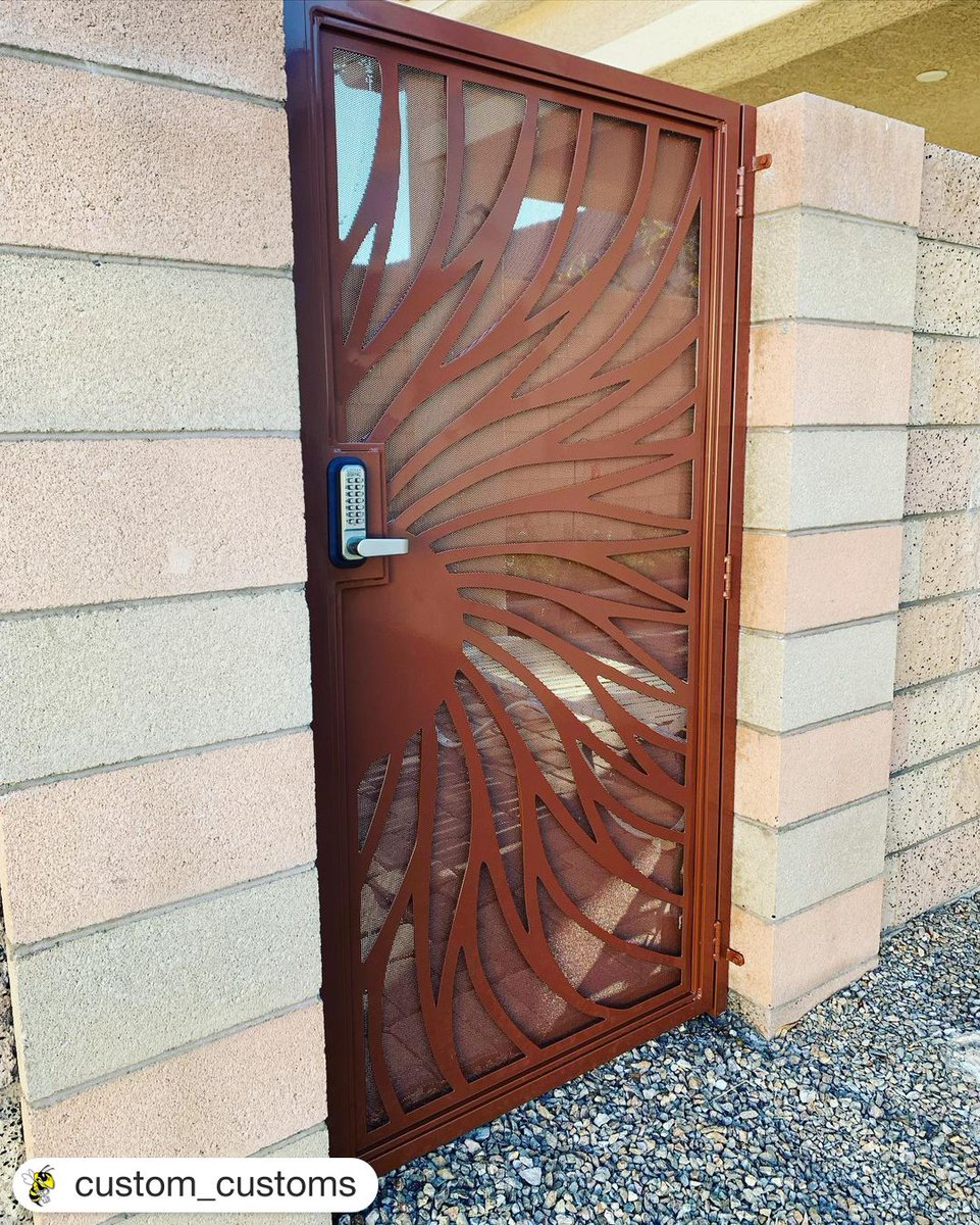 LockeyUSA's tweet photo. We can't help but 🍂 FALL 🍂 in love with Custom Customs, Inc! Here are just a few of the projects they've posted this month that use our 2835 Mechanical Keyless Lever Lock! #customcustomsinc #customgates #securitygates #gatedesign #lockeyusa #keylesslocks https://t.co/8l4pWB5dBB