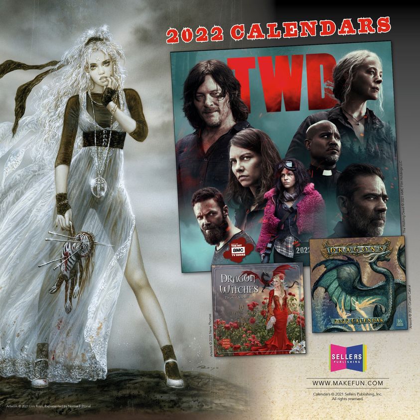 SellersMedia's tweet photo. Dragons, Witches, and Walkers — Oh My! 🧙♀️
#SellersPublishing #Calendars #2022 #Royo #Ciruelo #Dragons #Dragonwitches #nenethomas #TheWalkingDead #walkers #fantasyart https://t.co/q9uvILtl3X