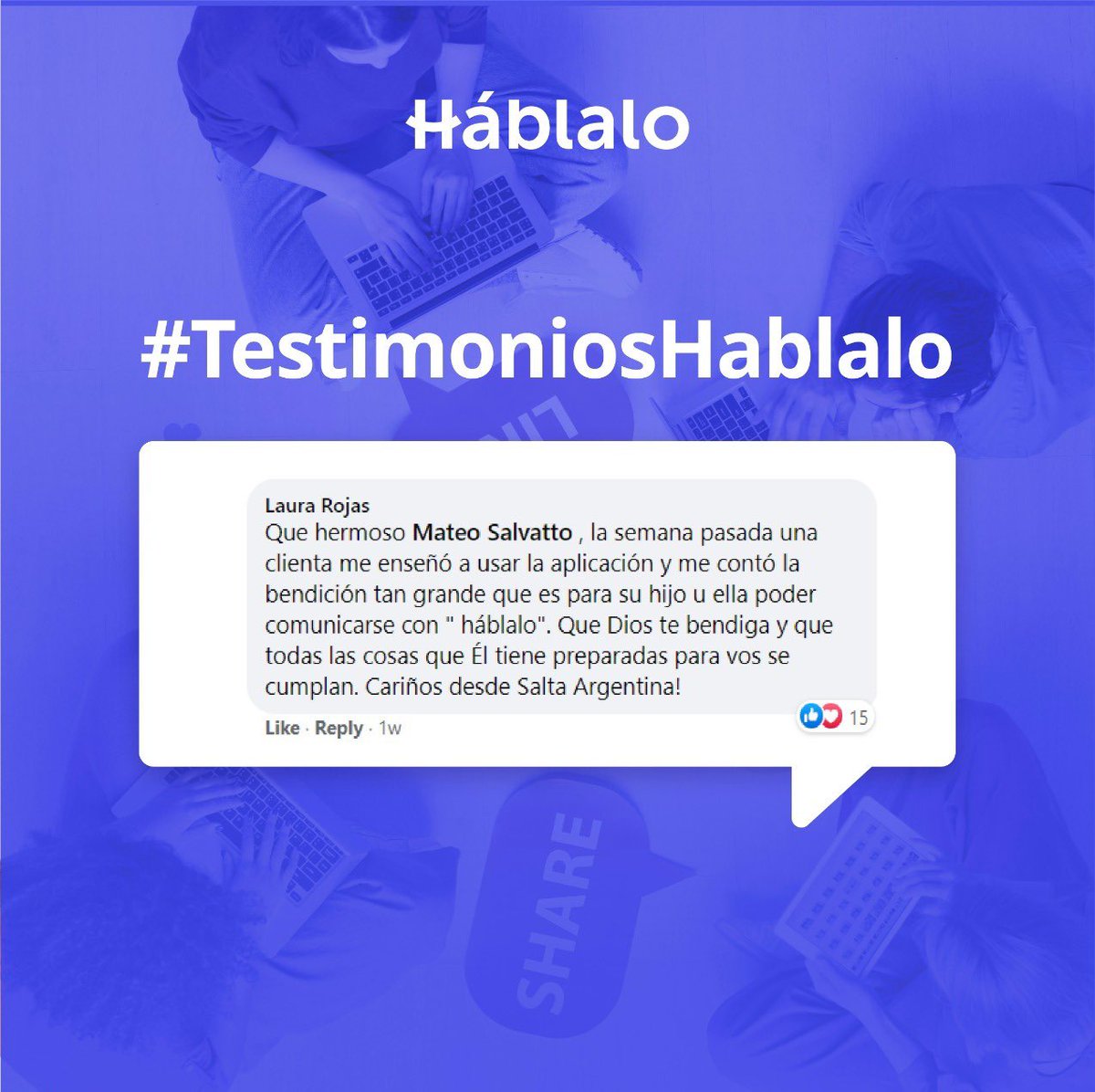 👉🏼Hoy en otro #TestimoniosHáblalo  Laura nos cuenta como una clienta suya  utiliza Háblalo con su hijo y además le enseñó a usar la app❤️
Nos encanta que nos compartan sus historias🥰
Y vos, ¿Que estas esperando para descargar Háblalo y sumarte a la #RevolucióndeInclusión?