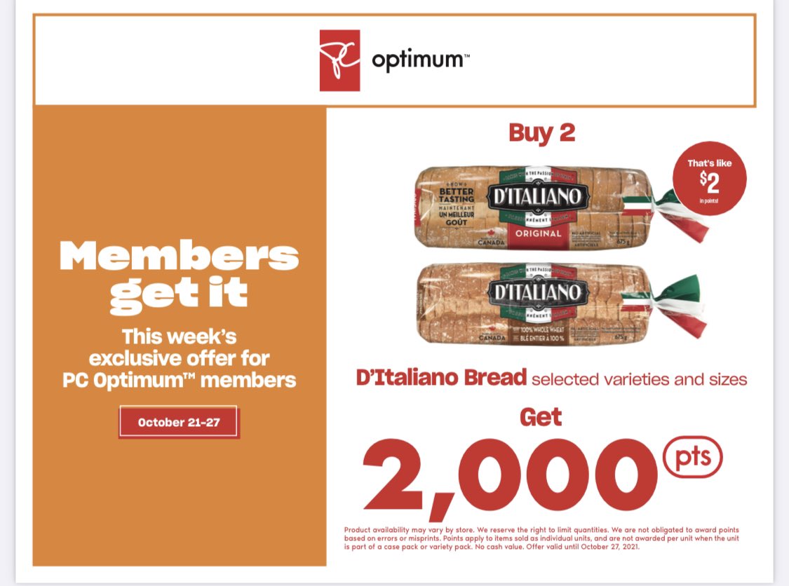 Grab these great PC Optimum members deals before they are gone at close tonight!  #membership #wow #membersonly #PCODeals #croissant #giftcards #bread #cookies https://t.co/SDj9T3l4Q3