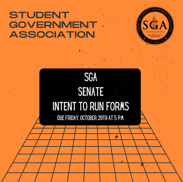 The Student Government Association is taking College Senator Intent to Run Forms! 

The deadline to file your Intent to Run Form is  Friday, October 29th at 5 p.m.. 
Elections will be held on November 9th and 10th. 

Click the link in our bio to access the form on CampusLink!