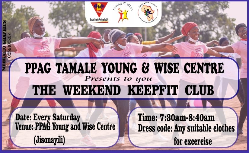 IddrisuAliu3's tweet photo. Join us every Saturday to burn some calories in you body. All are invited 
@tamaleonline @PPAGGhana @YAMghana @YW_PPAG @cmghana @savsign @norsaac @TheGHAlliance @MarieStopes_Gh @AfriYAN_Gh @Youthgh @Youthgh @YenkasaGh @PowerToYouthGh @kwasiSELASSIE @MathildaAyamga @neearchie https://t.co/PXeRnuIGQd