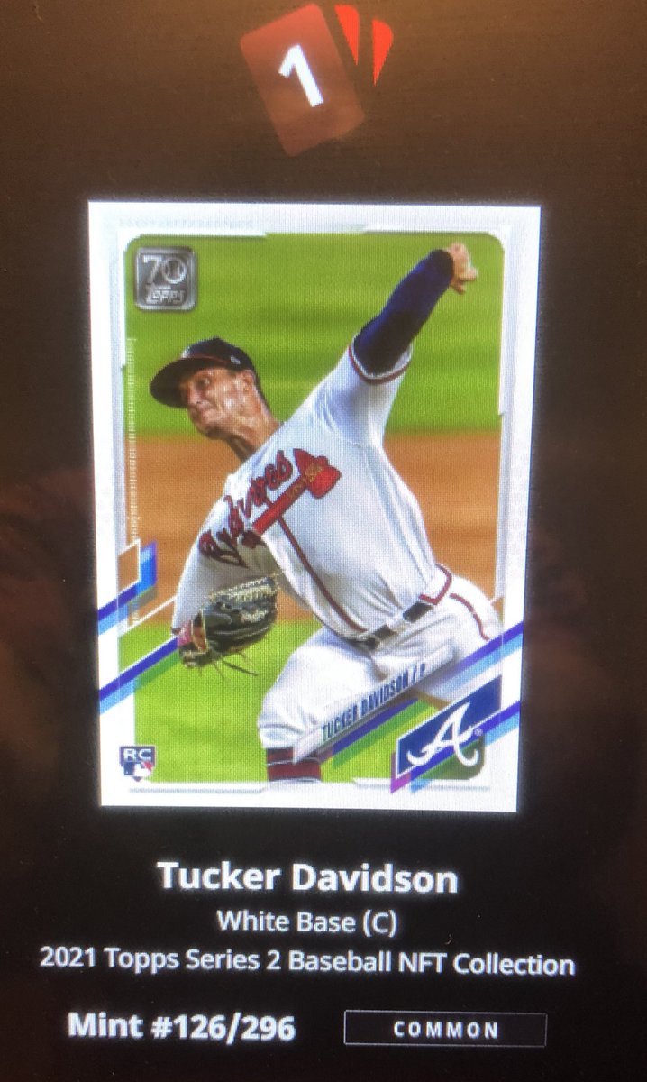 AVAXCarrots's tweet photo. #toppsnft #nft #GoBraves #Topps #mlb #tuckerdavidson #WorldSeries just opened a Topps MLB NFT Series 2 Pack and pulled a Tucker Davidson the same day he was added to @Braves WS roster https://t.co/JgN5rnkdVX