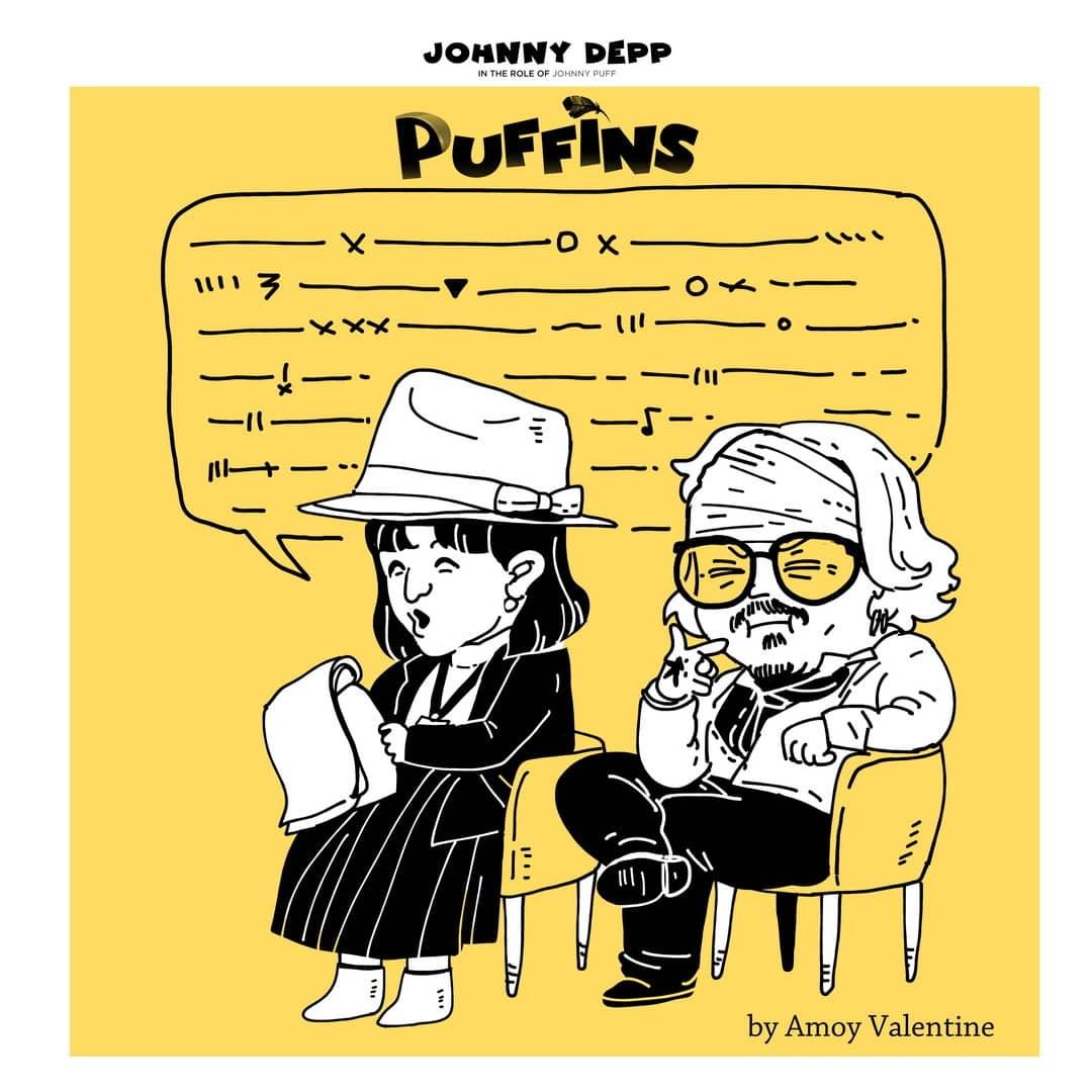 Amoy_Depp's tweet photo. #JohnnyDepp @ #romaFF16 promoting #puffins 
❤️💛💚💙
#fanart https://t.co/As1BdlRuev