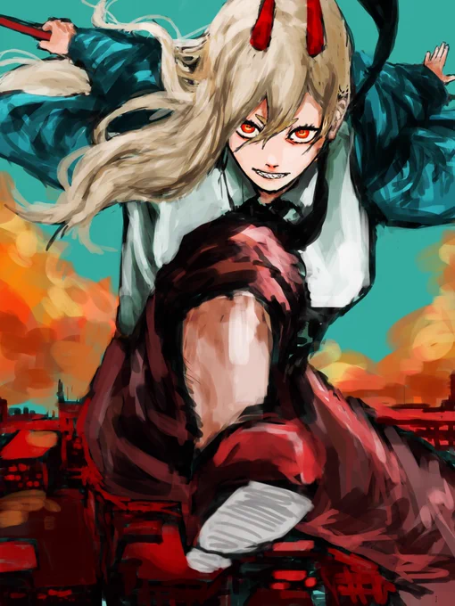 #今年も残りわずかなので今年一番伸びた絵を貼る 
パワーです。 