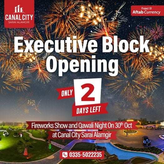 ACEPropertiesPK's tweet photo. 2 Days Left To Be A Part Of Massive opening Of Executive block and Qawali Night,
on 30th October 2021 in Canal City Sarai Alamgir .
you just have 2 days left....
https://t.co/NT85MVrwfr
https://t.co/7PmkoRAKDw
Project of Aftab Currency https://t.co/SokPkEEqFn