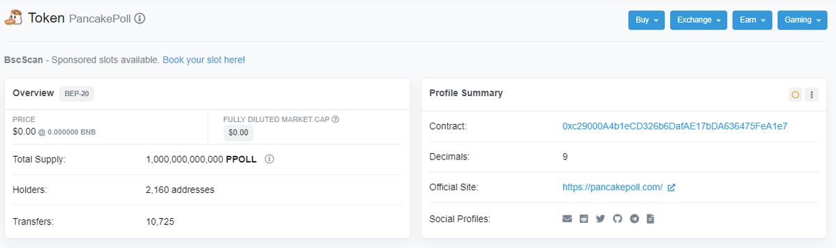 LookGemsCOM's tweet photo. We're so excited to announce that the PancakePoll logo and detail have been updated on BSCScan.
https://t.co/A3t1nEAdTV
#BSC #PPOLL #Pancakepoll #airdrops #coinvoting #Pancakeswap https://t.co/ycQqkNDf7j