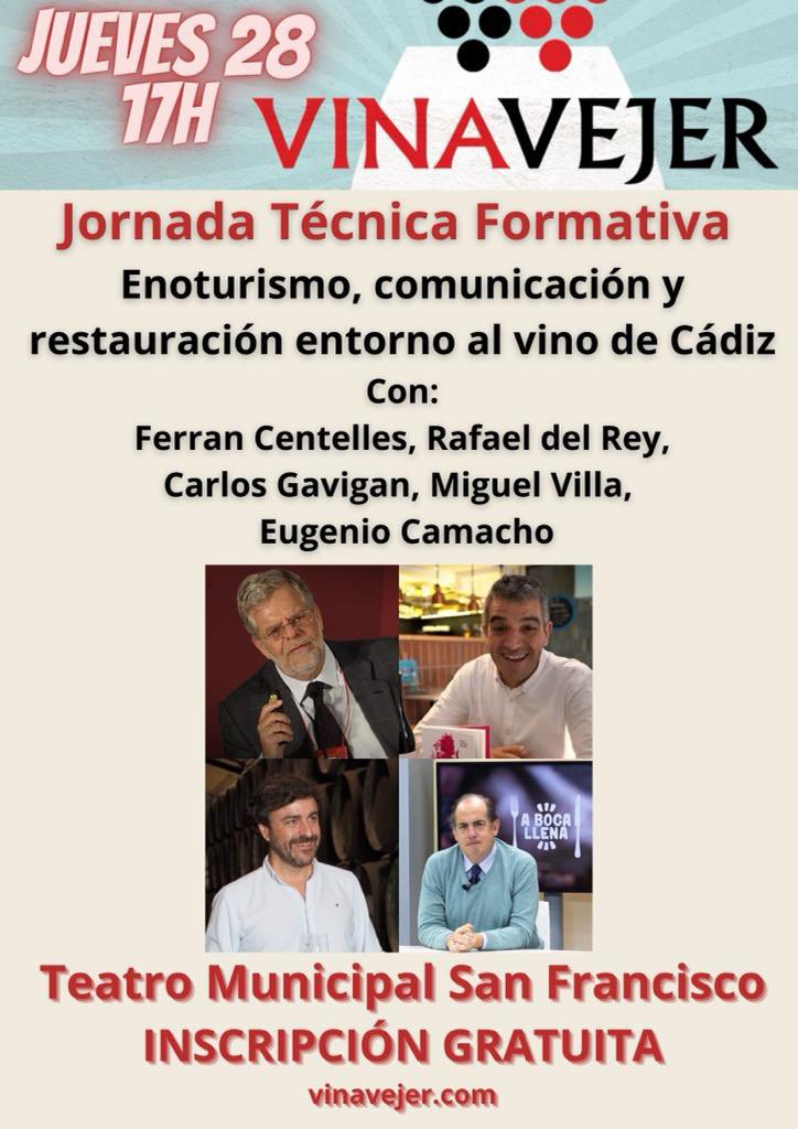 andaluciadevino's tweet photo. Esta tarde comienza #vinavejer os esperamos en el TeTro de #Vejer con una jornada formativa @ferrancentelles @camachoeugenio @EnologoMVilla https://t.co/L6tpgTcCnD