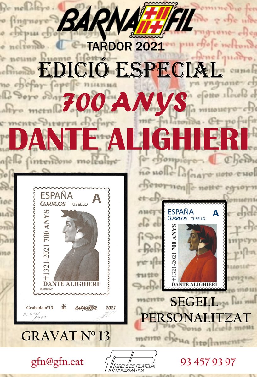 el_troc's tweet photo. MÁS NOVEDADES QUE SE PRESENTARÁN EN LA BARNAFIL 2021 29 Y 30 DE OCTUBRE EN LES COTXERES DE SANTS (c/ Sants 79 - Barcelona). ENTRADA GRATUITA #Barnafil #Sellos #Monedas #Coleccionismo #DanteAlighieri #grabado gfn@gfn.cat https://t.co/2OznjPTJ40 #ElTroc https://t.co/orFeoXUtbp