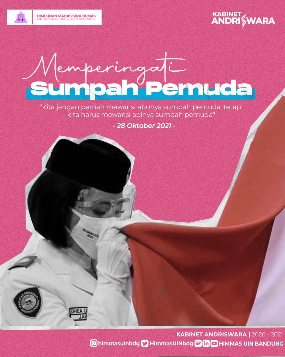 [PHB: SUMPAH PEMUDA]

Assalamualaikum Warohmatullahi Wabarokatuh

Hai, Fellas! Selamat Hari Sumpah Pemuda 2021. Mari kita teruskan perjuangan para pahlawan dan bangkitkan semangat pemuda dengan terus berkarya untuk kemajuan bangsa Indonesia. 

Narahubung:
📞 089516494302 (Ari)