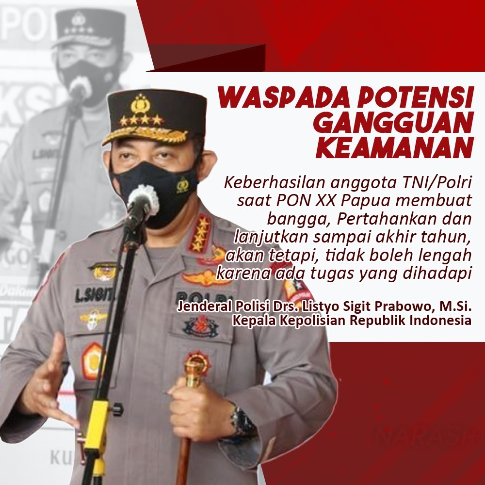HumasResCms's tweet photo. Kapolri meminta jajarannya untuk bersiaga jika ada gangguan yang disebabkan oleh KKB dan KKSB

#JagaKeamananNegeri
Polri Presisi Berprestasi https://t.co/bPKF5npS1l