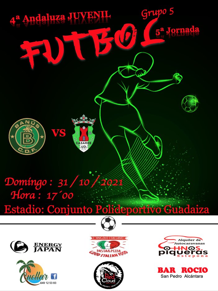 JosePascualgon3's tweet photo. ‼️ OS Recordamos Los Encuentros de Nuestros EQUIPOS
ESTE FIN DE SEMANA 30 - 31 / 10 / 2021 ‼️
💥⚽ - SENIOR
💥⚽ - JUVENIL
💥⚽ - CADETE
💚🖤 ‼️‼️ VAMOS C.D.F. BANÚS ‼️‼️ 💚🖤
#uneteanustrafamilia
#corazoncdfbanús
#pasionporelfutbol
#Cdfbanus
#Cdfbanus https://t.co/mest6S2EEI