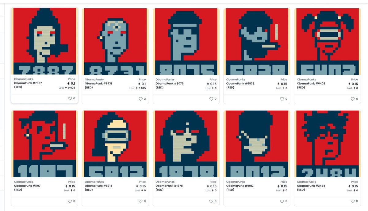ObamaPunks's tweet image. FLOOR 0.1 ETH ~ opensea.io/collection/oba…

#OpenSeaNFT #OpenSea #punks #cryptopunks #altpunks #nft #nfts #nftart #nftcommunity #nftartist #nftartists #nftcollector #nftcollectors #eth #ethereum #nftdrop #nftshill #cryptoart #cryptocurrency #crypto