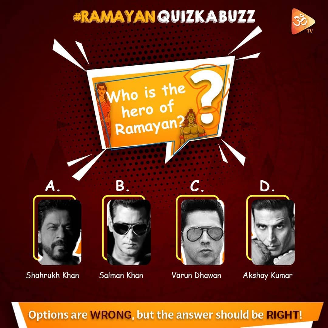 omtvofficial's tweet photo. We are buzzing your feed with so many hints! #RamayanQuizKaBuzz #OMTVApp #Ramayan #ram #sita #Hinduism #india #shriram #JaiShriRam #ramsita #SanatanaDharma #akshaykumar #ShahRukhKhan #varundhavan #SalmanKhan #IronMan #superman #thor #ottplatform #IndianApp #Diwali #StayTuned https://t.co/kbz94NwOXL