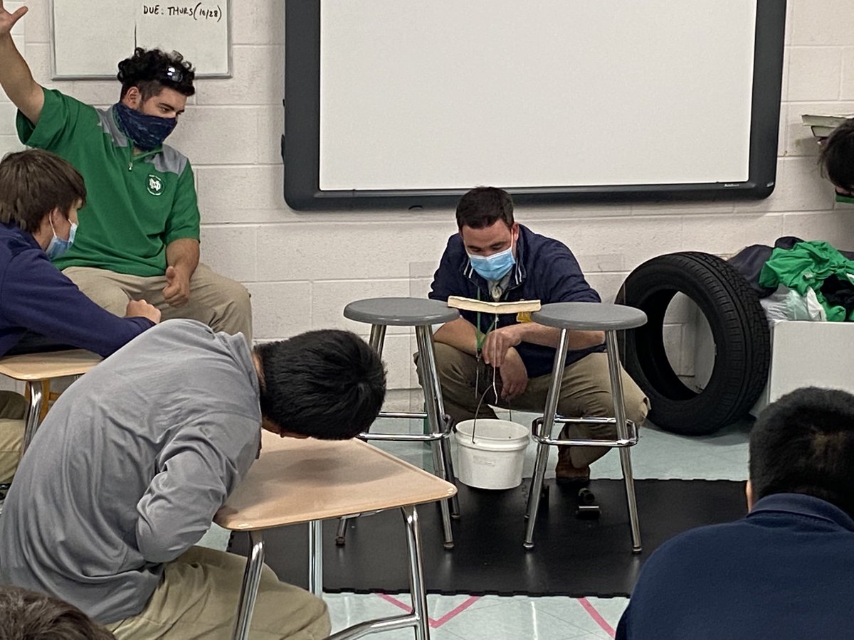 ndtully's tweet photo. Got to see Mr. Augustinsky’s Intro to Engineering class test their beam designs #NDstem https://t.co/CZLuD2kidb