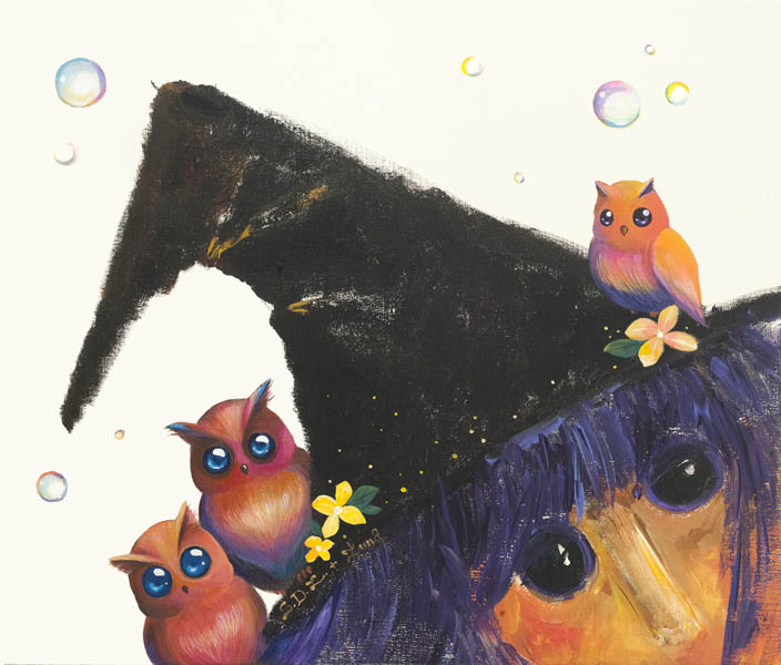 <Hello>
Fortune Girl Series
Artists: SDL + Luna Chen
Acrylic on Canvas
53x45.5cm 

#halloween2021 #Halloween 
#秋の創作クラスタフォロー祭り 
#art #artist #artlovers #painting #artwork #アート #絵画 #芸術の秋 #芸術 #ハロウィーン #arte #pintura #contemporaryart #ArtistOnTwitter