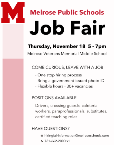 Dr. Margaret Adams (@madamssupt) on Twitter photo <a href="/MelrosePS/">MelrosePublicSchools</a> <a href="/CItyofMelrose/">City of Melrose</a> Spread the word Hiring Fiar on Thursday November 18th 5-7 PM <a href="/MVMMS/">MVMMS</a> <a href="/MelrosePS/">MelrosePublicSchools</a> <a href="/CItyofMelrose/">City of Melrose</a> Spread the word Hiring Fiar on Thursday November 18th 5-7 PM <a href="/MVMMS/">MVMMS</a>