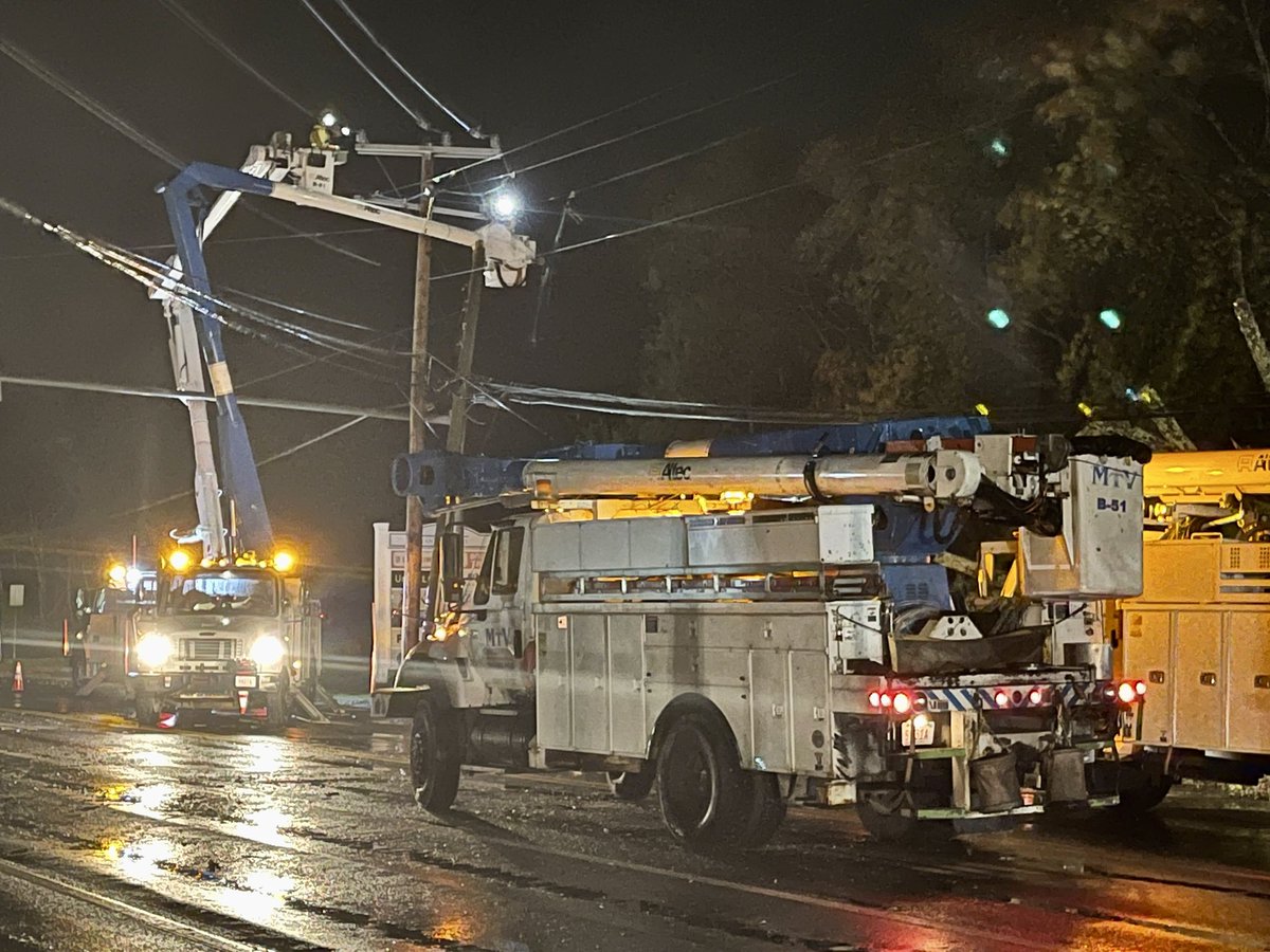 We’re continuing to make progress tonight repairing the devastating damage from the nor’easter. Here on Route 132 in Hyannis, crews are working to restore customers who lost power when this massive tree uprooted and fell onto our power lines.