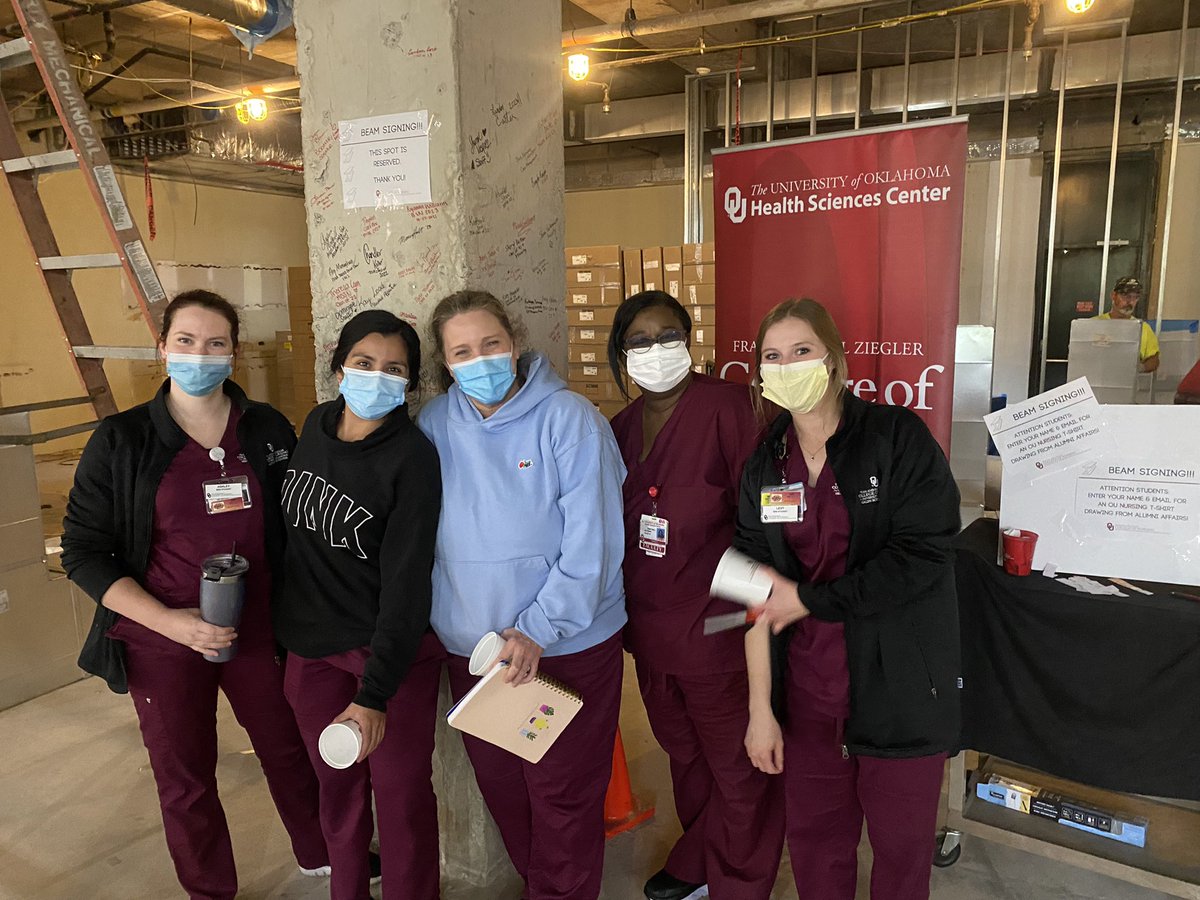 OUNursing's tweet photo. Students, faculty, &amp; alumni dropped in to sign the beam!  #OUNursing #futuresimlab https://t.co/cp19YboNDJ