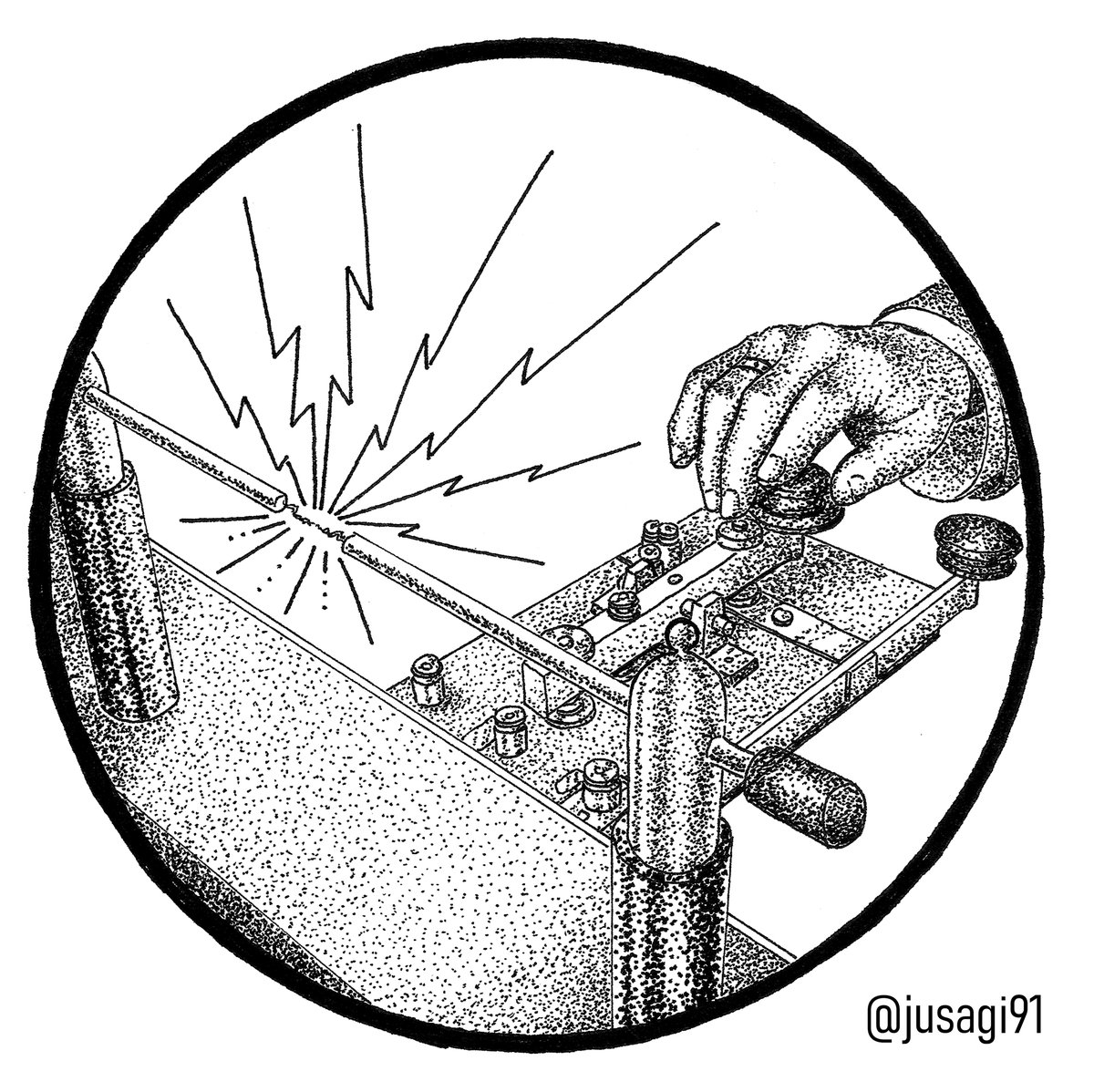 Jusagi91's tweet photo. Day 27: Spark ✨

@inktober 

#inktober #inktober2021 #inktober52 #inktober2021spark #spark #ink #blackandwhite #sparkgap #morsekey #morsecode #TUOM #marconi #wireless #sketchbook #jusagi91 #traditionalart #october #staedler #pen #pigment #artistsontwitter #inktobermexico #MyArt https://t.co/hqORqAtPxi