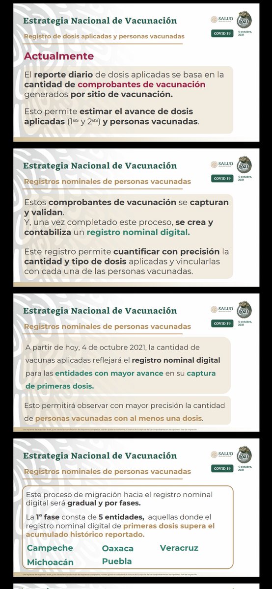 rob3R21's tweet photo. @josedenigris @rpCov19mx Cada semana agregan algunos registros que normalmente ajusta hacia arriba las primeras dosis y hacia abajo los esquemas completos, parece tiene que ver con lo abajo expuesto. Sería bueno que así lo mencionara si es el caso https://t.co/76N1gKU6k4