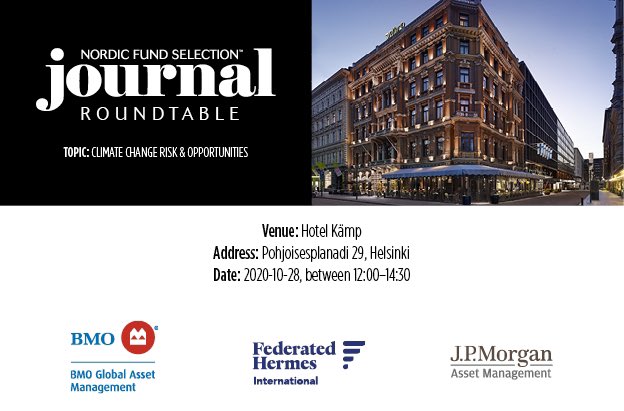 Looking forward to our climate change risk &amp; opportunities roundtable in Helsinki today, hosted in cooperation with BMO Global Asset Management, Federated Hermes and J.P. Morgan Asset Management. 

A write up will be published in the next issue of Nordic Fund Selection Journal.