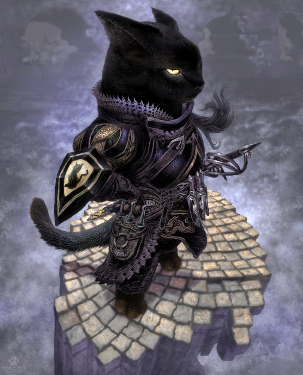 #黒猫の日 なので 犬騎士物語から黒騎士 黒猫のクロさんをご紹介🛡️🐈‍⬛✨ 