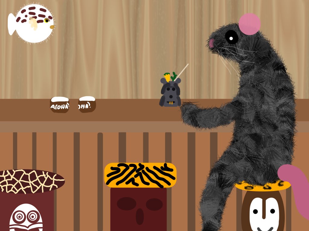 I saw a wererat drinking a Suffering Rat Bastard at Trader Vic’s, his hair was Perfect #rattober2021 #rattober