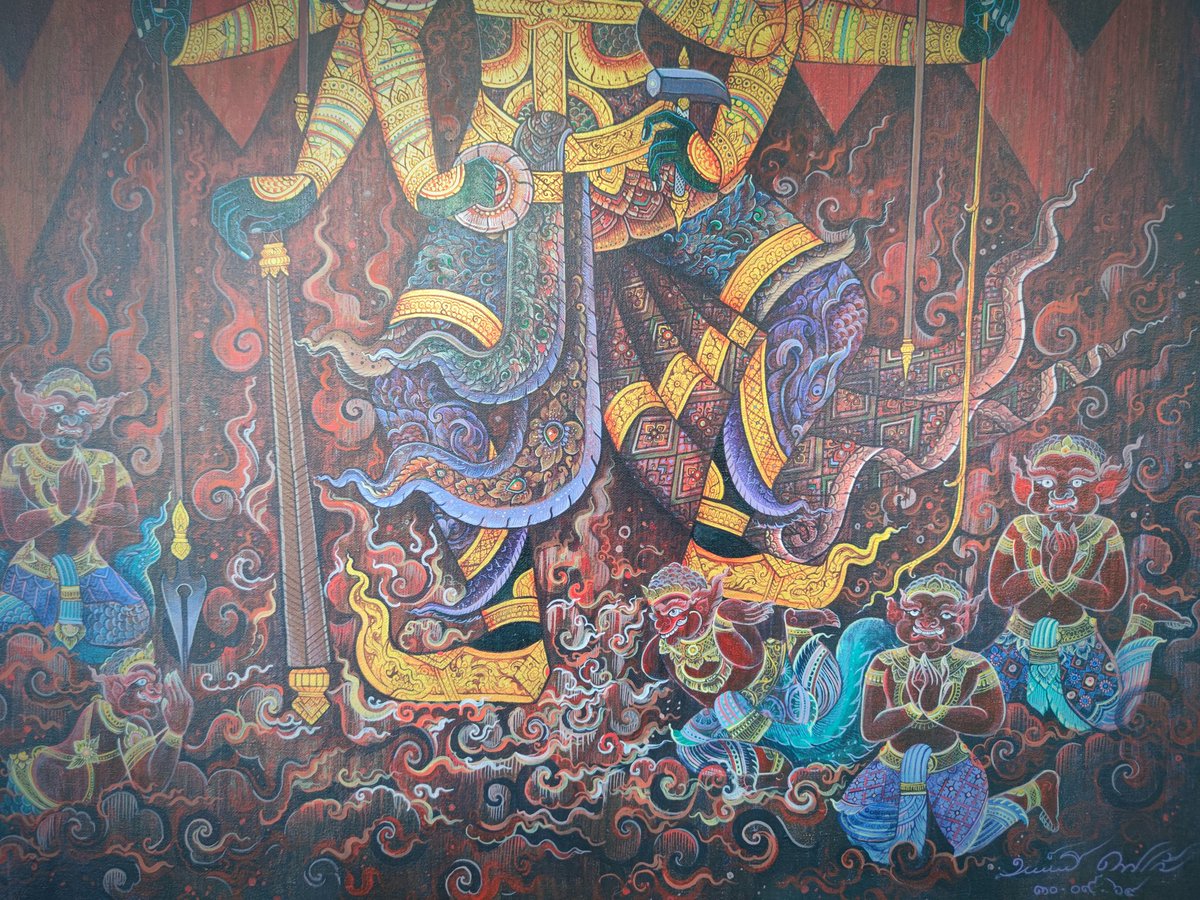 ARTtoU1991's tweet photo. ทศกัณฐ์-ศาสตราวุธ(Tosakan-Sastrawut)
size 80x100 cm /acrylic on canvas
#สัตว์หิมพานต์ #ลายไทย #thaiart #drawing #piant #workformoney #monster https://t.co/UFSMcXh3BZ
