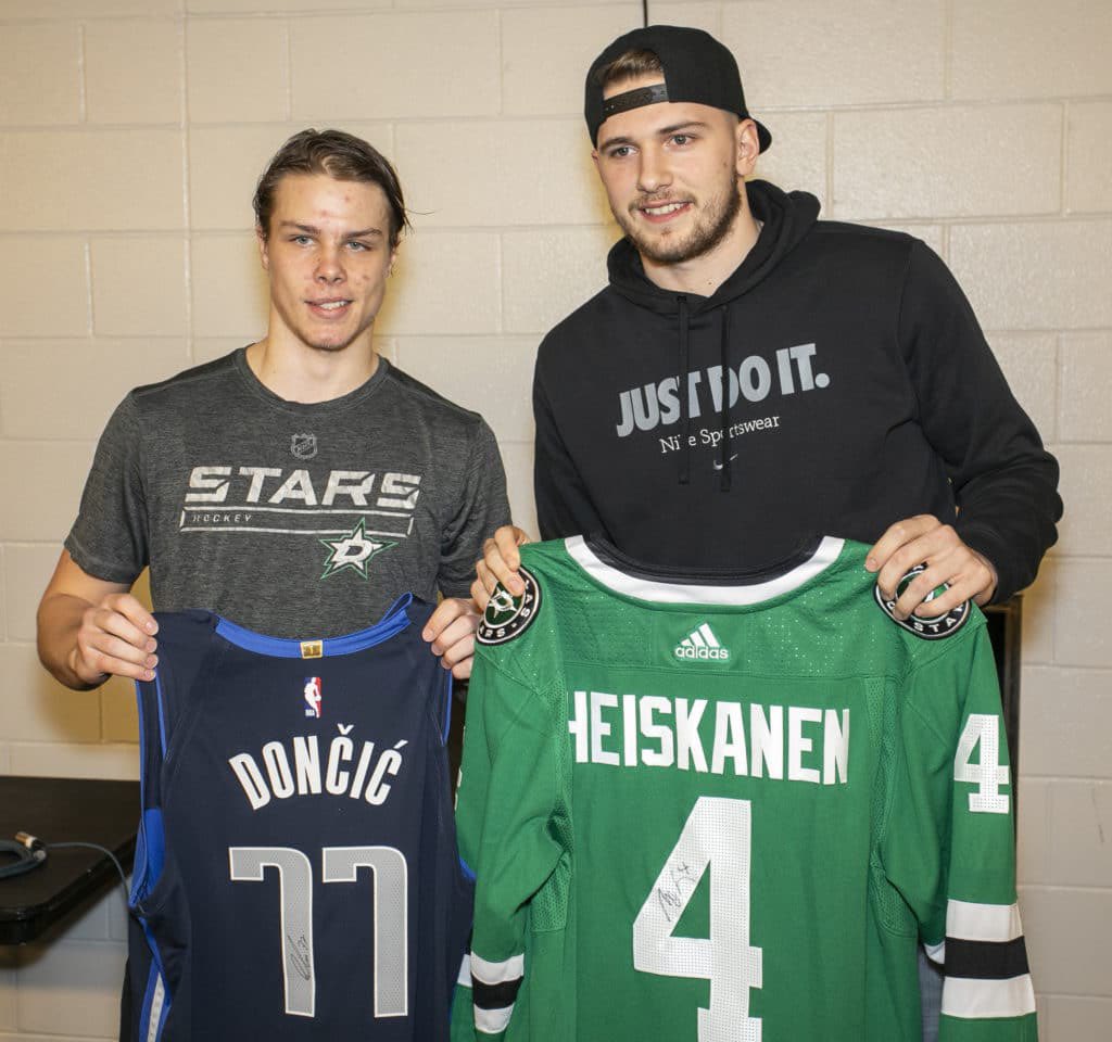 Hey @luka7doncic - where’s your Heiskanen jersey for the Stars game?!