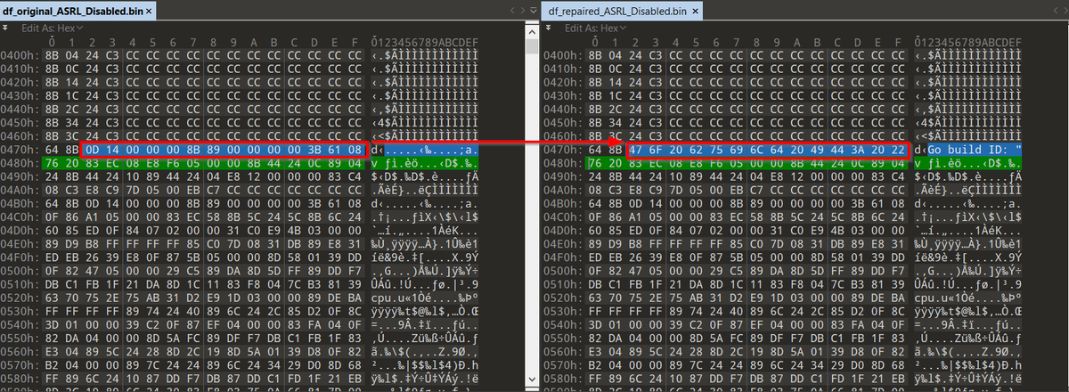 vinopaljiri's tweet photo. If you are reversing latest #Hive #Ransomware (written in GO) be careful about intentionally missing "Go build ID" string in compiled binary - latest IDA 7.6 will not treat it as GO compiled binary and no func will be recognized (Patch it -> Load it -> Patch it back).🙏😉 https://t.co/3qrn0wwAWx
