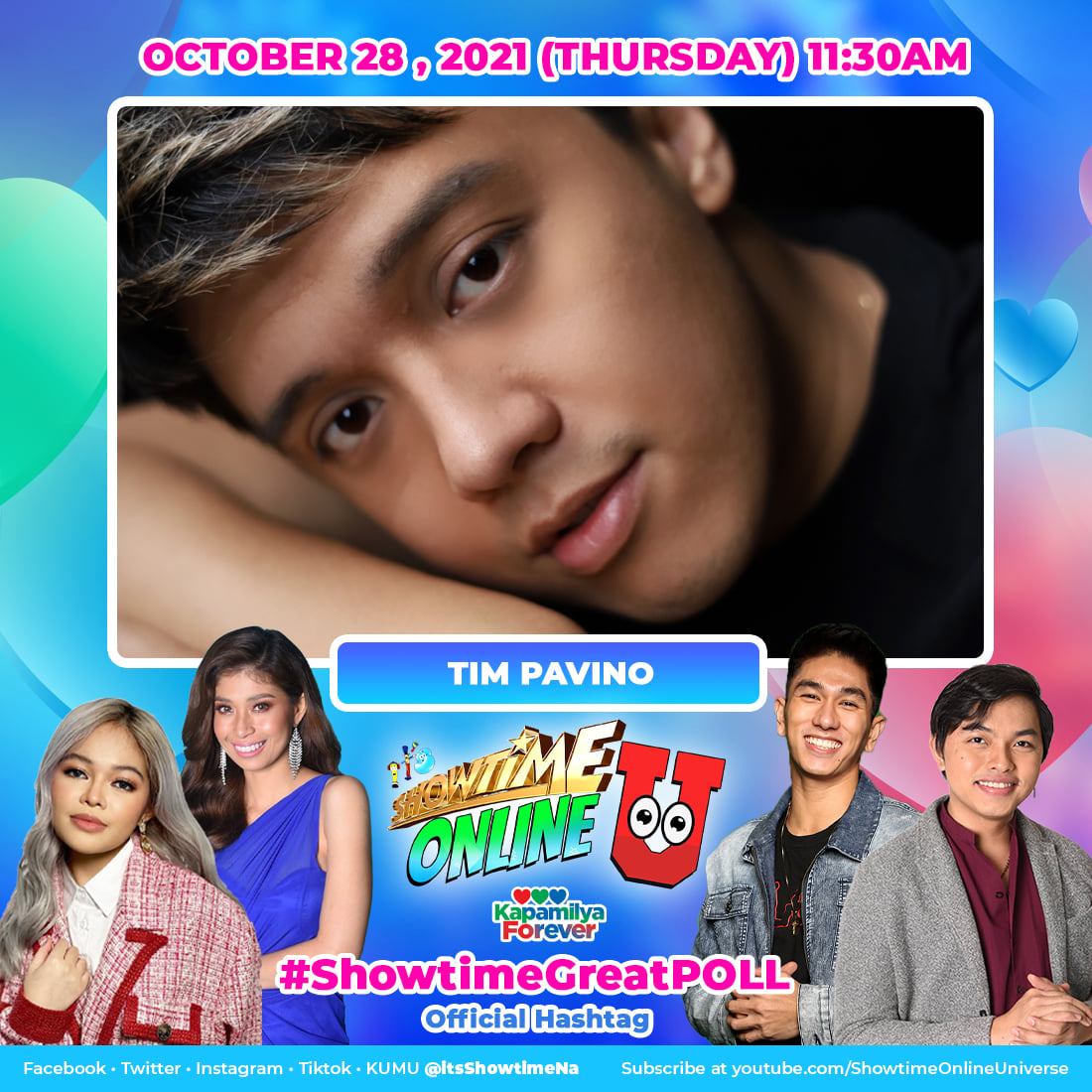 Abangan si Tim Pavino sa Showtime Online U ngayong #ShowtimeGreatPOLL Huwebes, Showtime Onliners!