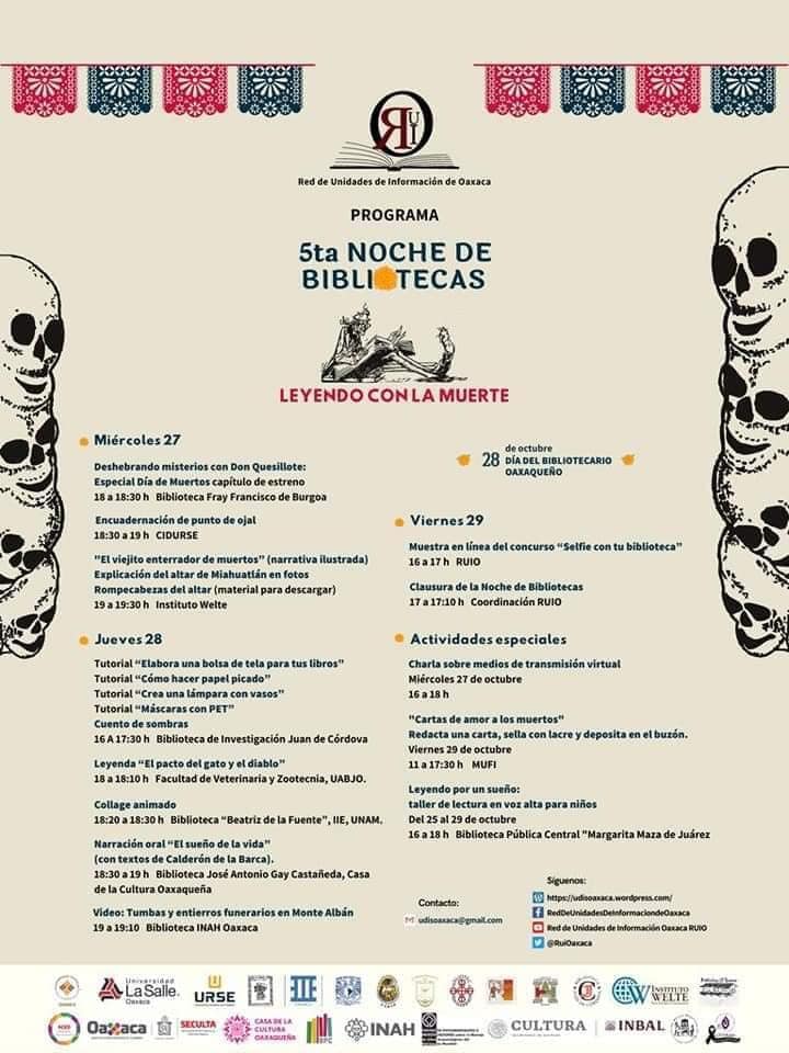 Quetzal_mdz's tweet image. 28 de octubre día de lxs bibliotecarixs en #Oaxaca. 
Aquí 👇 programa de actividades. 
#NocheDeBibliotecas #Bibliotecas @RuiOaxaca