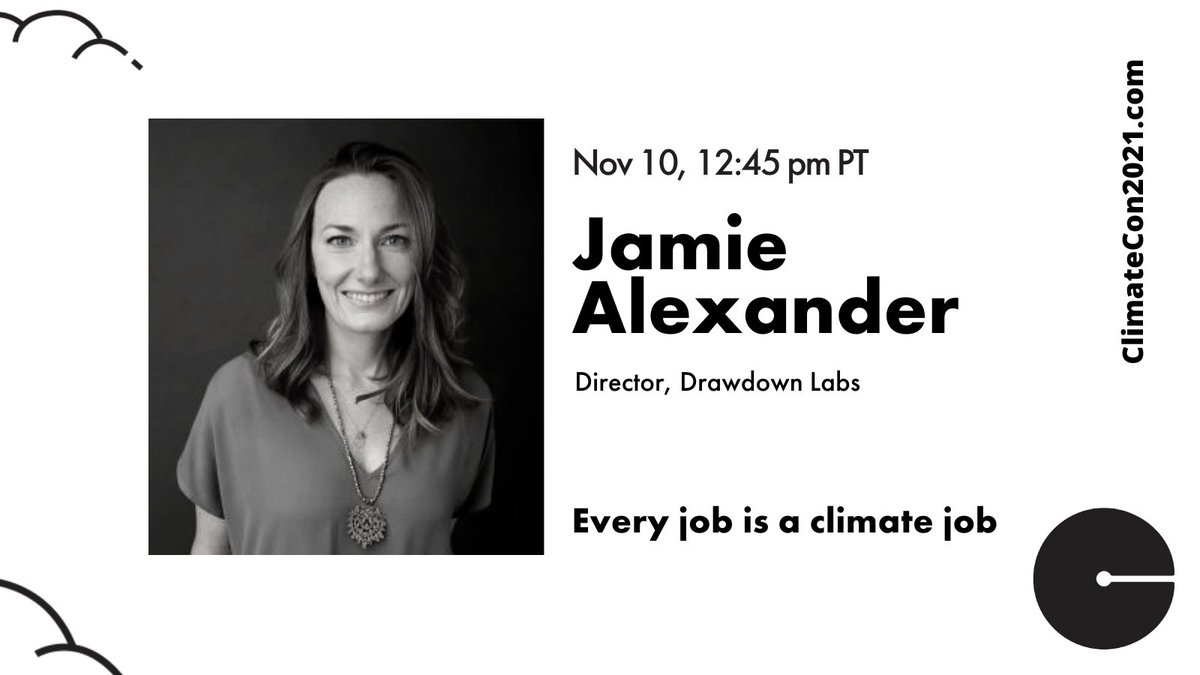 Jamie Beck Alexander, corporate climate advocate, coalition builder, founding Director at <a href="/projectdrawdown/">Project Drawdown</a>
- and speaker at Climate Con 2021.

Join us to hear <a href="/jabeckx/">Jamie Alexander</a> on "Every job is a climate job" at <a href="/the_climate_con/">the_climate_con</a>
Register [link in bio]
#cop26 #ClimateAction #drawdown