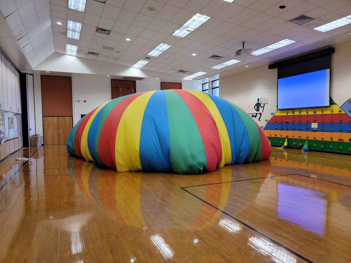 Our great big pumpkin @PowElem #PhysEd #parachute