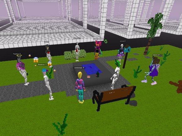 We may.. or may not.. be having a secret team meeting in an alternate universe. <a href="/cryptovoxels/">Cryptovoxels</a>