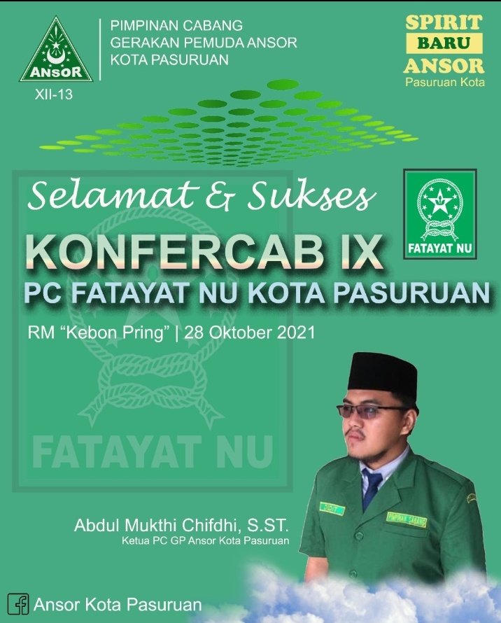 AnsorKopas's tweet photo. Selamat Berkonfercab Sahabat Fatayat NU Kota Pasuruan dengan mengusung tema
"Meningkatkan Kualitas Fatayat NU Kota Pasuruan Menuju Perempuan Yang Mandiri dan Berdaya Saing"
#FatayatKopas
@pwfnujatim https://t.co/sIEc2I6xE8