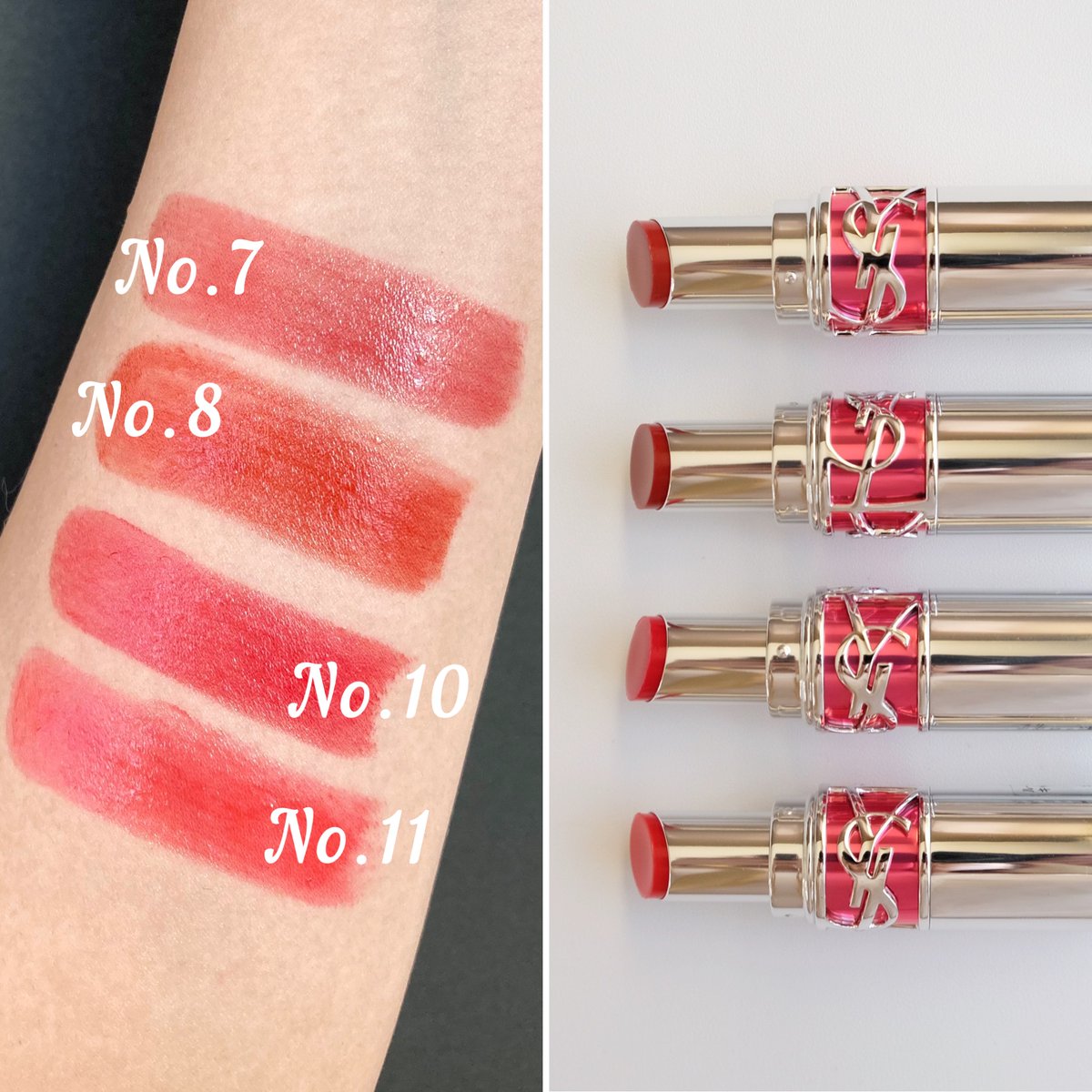 イヴ・サンローラン、リップモンスター   デパコスリップ9本まとめ売り 💄YSLの春の新リップ速報💄 じゅわっととろけるこのツヤ感🥺 発色も