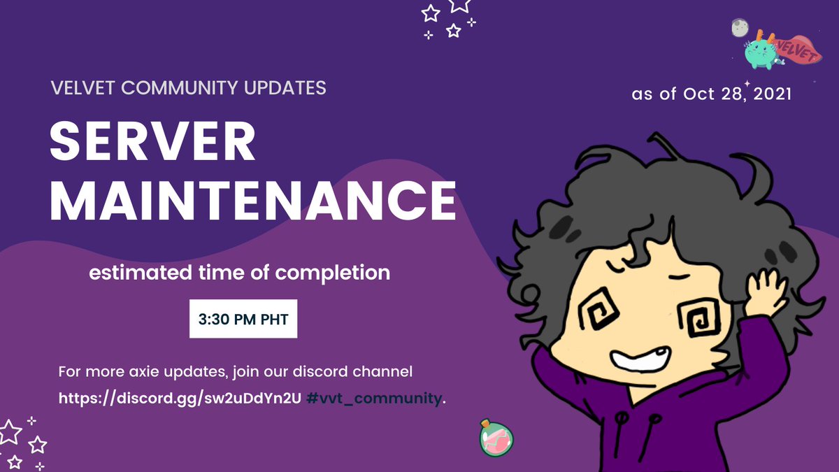 vvt_community's tweet photo. SERVER MAINTENANCE, estimated time of completion - 3:30 PM PHT. https://t.co/9OXIdV6hfn