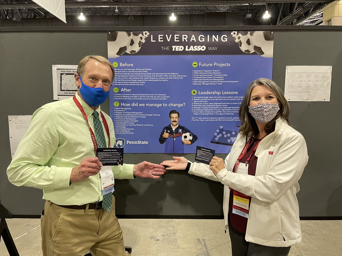 Sharing the leadership lessons of <a href="/TedLasso/">Ted Lasso</a> at #EDUCAUSE21 with great higher ed IT leaders of today and tomorrow.  We will all be better if we lead The Lasso Way. What’s your favorite Lasso leadership lesson?