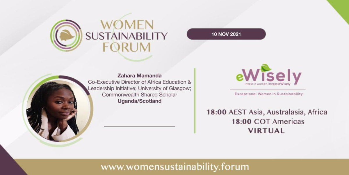eWiselyForum's tweet photo. We have invited renowned speakers from all over the world to speak at the Women Sustainability Forum!
From Africa, we have Zahara Mamanda.
Find out more about them on our website at:
https://t.co/JLAfmv6xdX 
Register now at:  
https://t.co/Tcmc2vib2r
#womensustainability #SDGs https://t.co/itbLkVORJ8