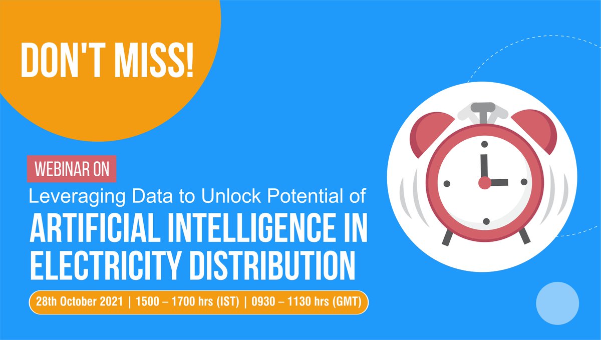 psr_india's tweet photo. 🚨 🚨 The clock is ticking! Last few hours left to register for the virtual event "Leveraging Data to Unlock the Potential of #ArtificialIntelligence in #Electricity Distribution at 1500 – 1700 hrs IST. If you have not registered, click ➡️ https://t.co/5XturfK8mb #AI #RE #power https://t.co/MqlsP6HC6f