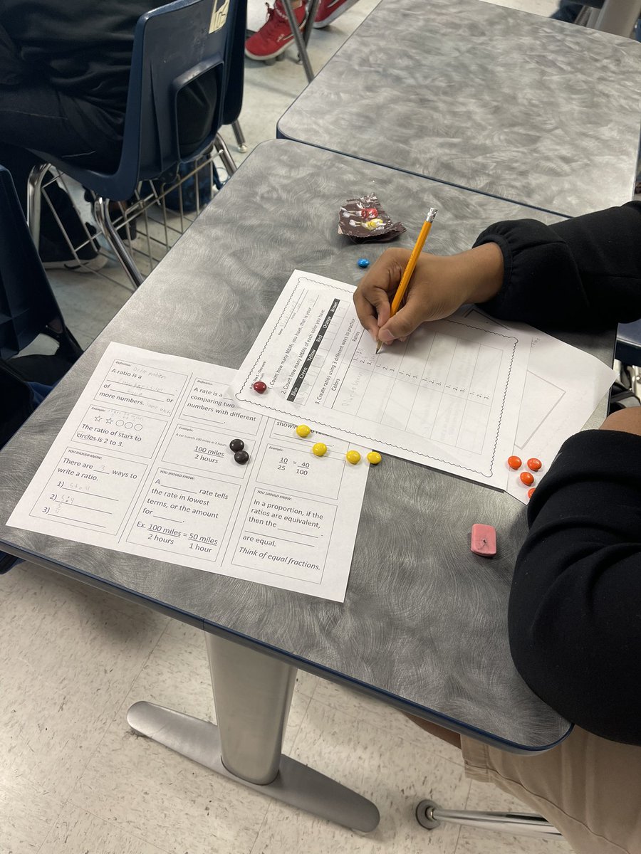MathNimitz's tweet photo. 6th grade Seahawks explored writing ratios and proportions using M&amp;M’s today!  The learning and student engagement was on fire today!  @completelycoop @MathNimitz @NEISD_MATH https://t.co/dt3lXvQuHT